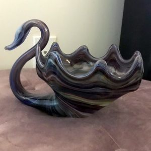 Vintage Glass Swan Dish